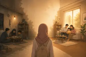 Ilustrasi animasi tentang kehidupan keluarga yang berbeda